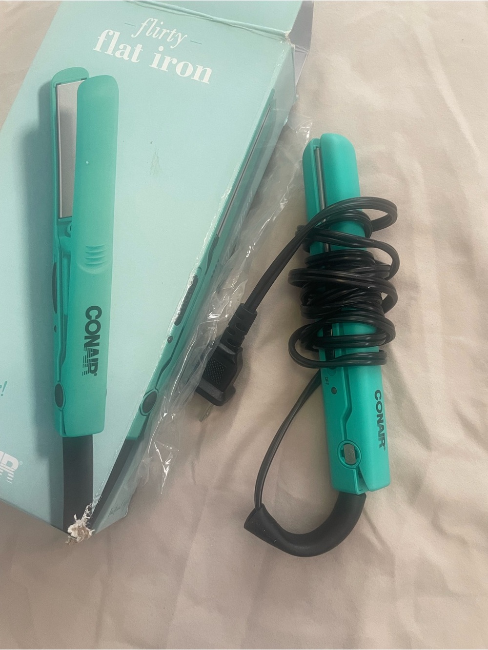 Flirty Flat Iron Mini Hair Straightener - Teal - Picture 2 of 2
